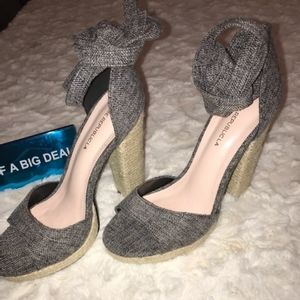 Shoe Republic La Grey Knitted Lace Up heels